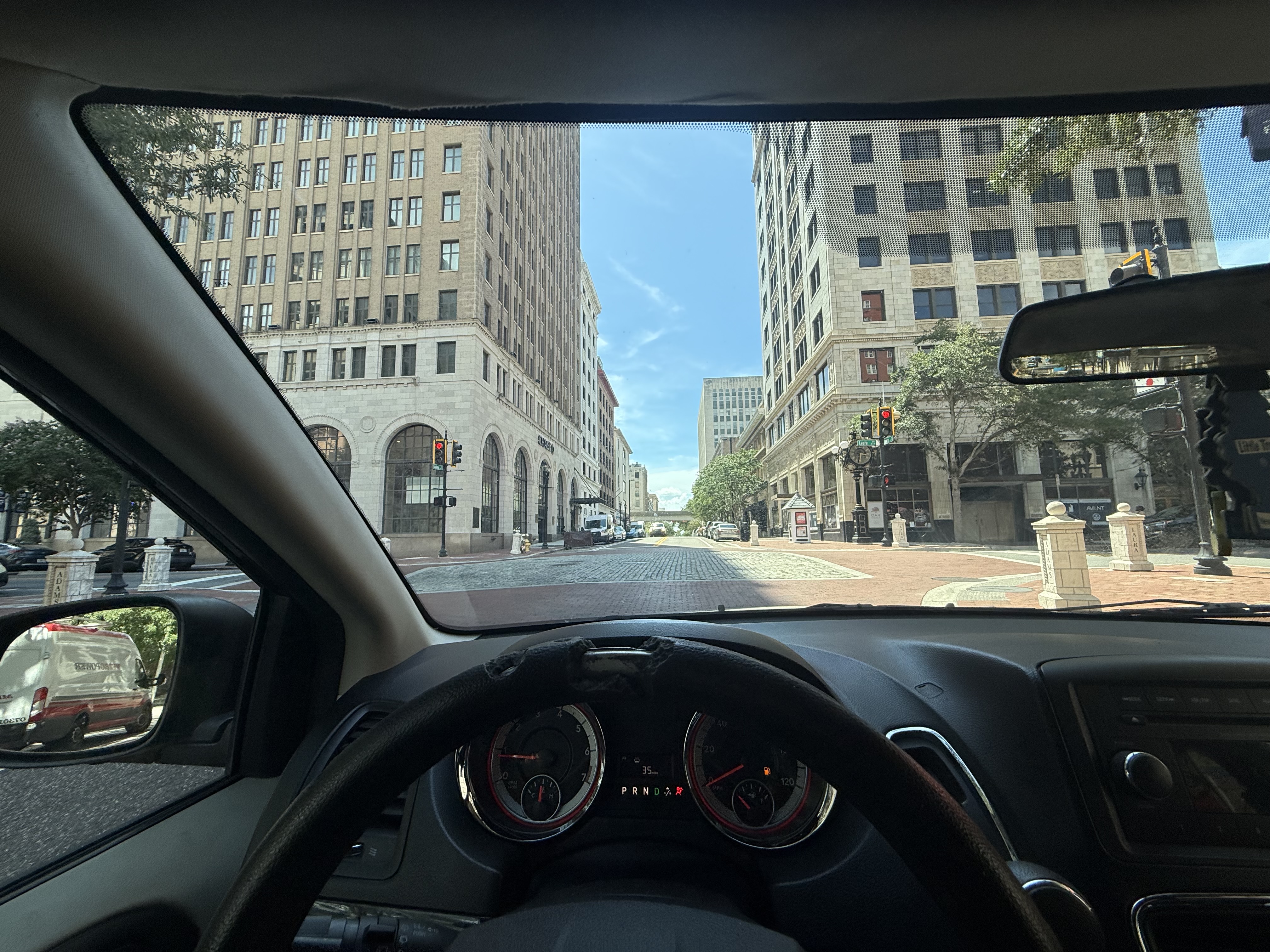 downtown jacksonville through a car windshield